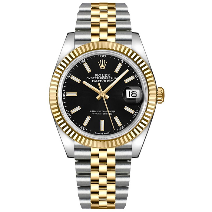 Rolex Datejust 41 Black Dial Men Gold & Steel Watch