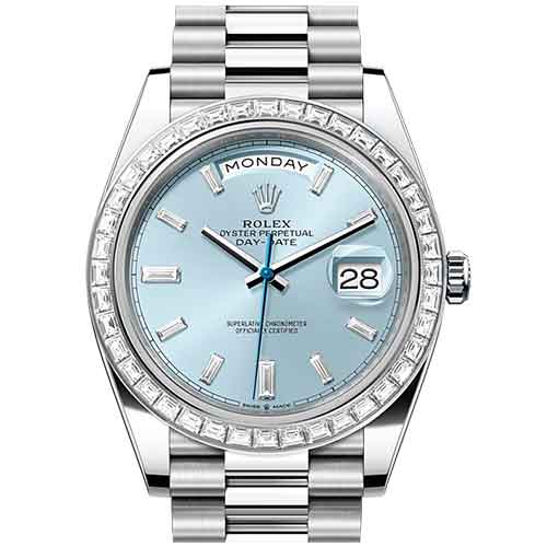 ROLEX DAY-DATE 40 ROLEX Oyster, 40 mm, Platinum and Diamonds Watch