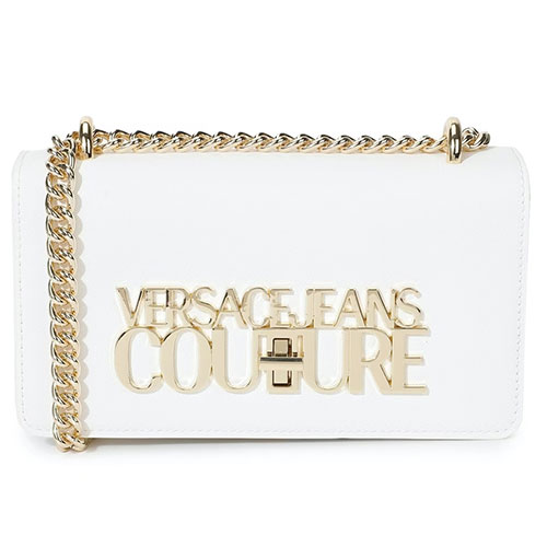 Versace Jeans Couture Women White Solid VJC Branded PU Crossbody Bag