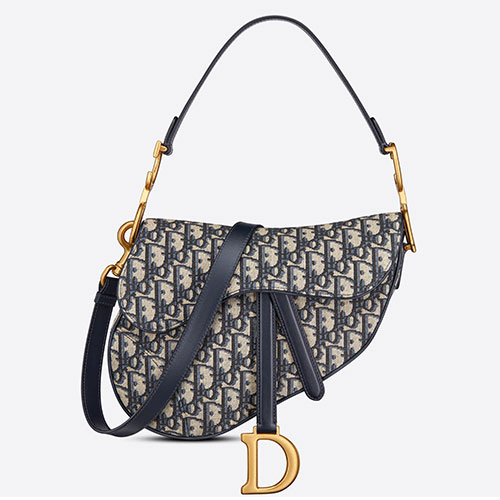 DIOR SADDLE BAG WITH STRAP Blue Dior Oblique Jacquard