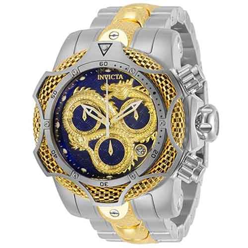 INVICTA Men 52mm Dragon Venom Swiss Z60 Chronograph Blue Dial Two Tone Stainless Steel Watch