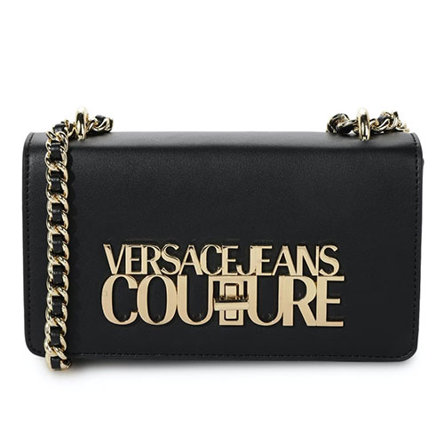 Versace Jeans Couture Women Black Solid VJC Branded PU Crossbody Bag