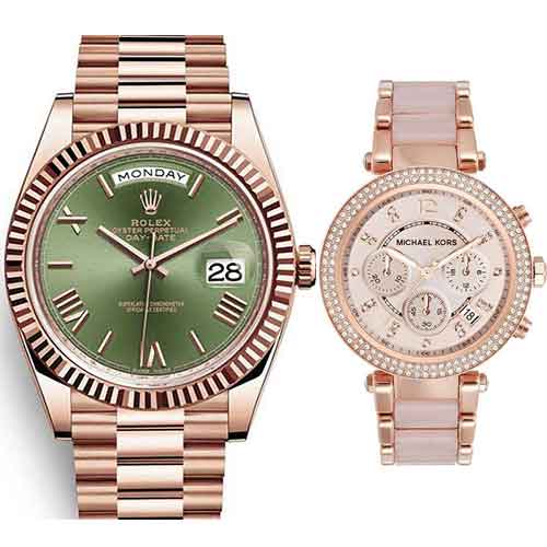 COMBO - Rolex DayDate 40 & Michael Kors Analog Rose Dial Women Watch-MK5896I