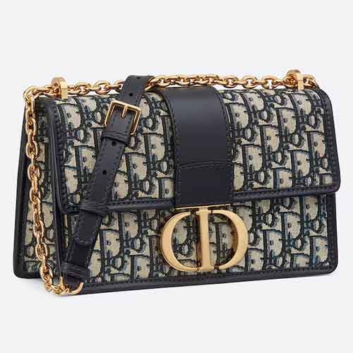 Dior 30 Montaigne Chain Bag Blue Dior Oblique Jacquard