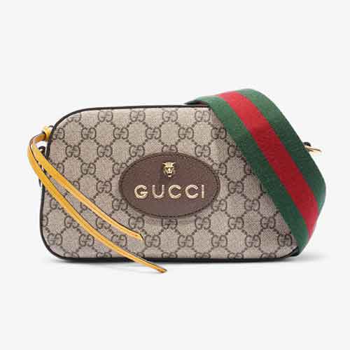 GUCCI Neo Vintage Beige And Ebony GG Supreme / Brown Coated Canvas