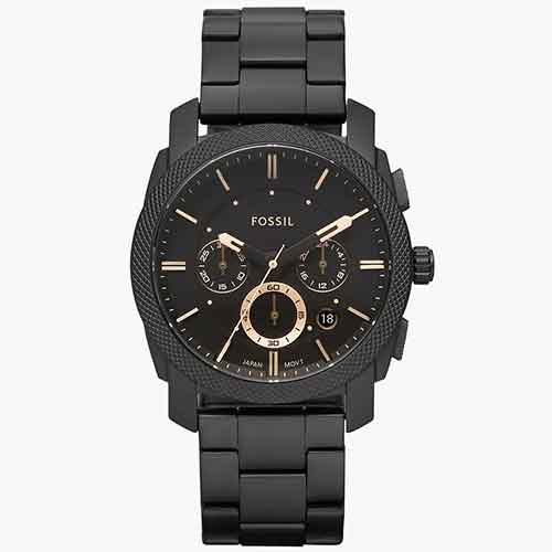 Fossil Machine Mid-Size Chronograph Black Stainless Steel Watch