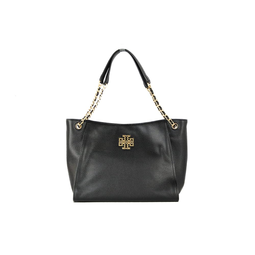 Tory Burch Women Britten Small Slouchy Tote in Pebbled Leather (Black)