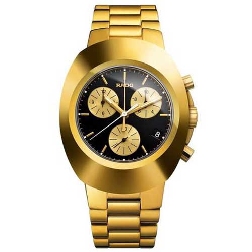 Rado Original Chronograph Gold 38mm Watch Black Dial