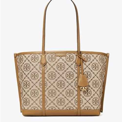 TORY BURCH PERRY T MONOGRAM TRIPLE-COMPARTMENT TOTE