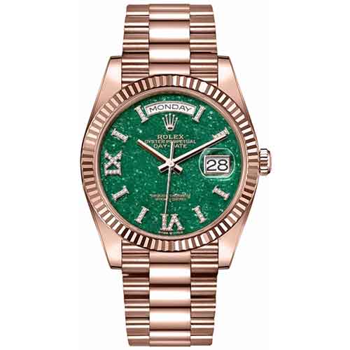 ROLEX Day-Date Aventurine Dial Automatic Chronometer Diamond Unisex Watch