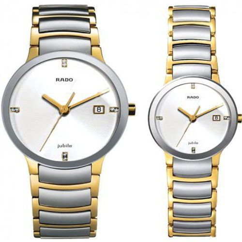 COMBO - Rado Centrix Gold Silver White Dial Watch