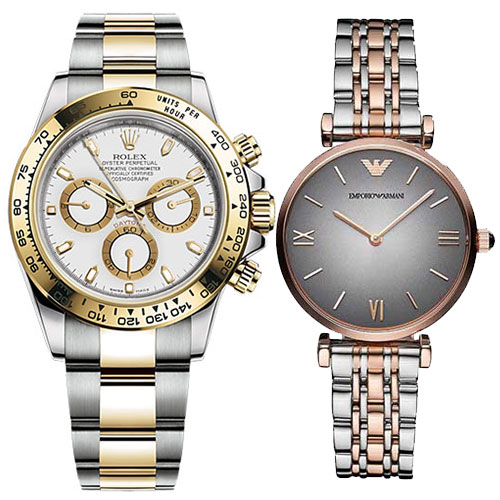 COMBO - ROLEX COSMOGRAPH DAYTONA 40MM STEEL & YELLOW GOLD & Emporio Armani Women Watch - AR1725