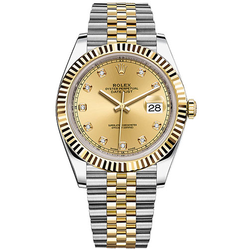 Rolex Datejust 126333 Champagne Diamond Jubilee 41mm Steel and Yellow Gold Mens Watch