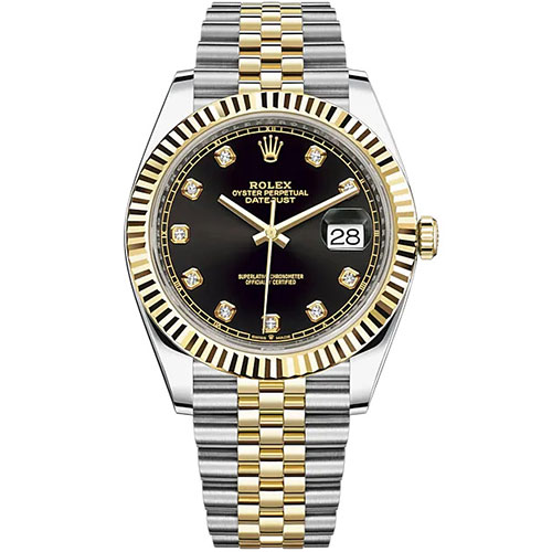 Rolex Datejust 41 Oystersteel and Black Gold Diamond Watch