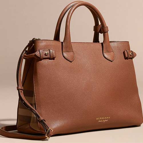 Burberry Medium Banner in Leather and House Check Women Bag 39807941