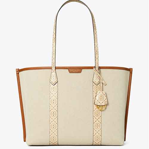 TORY BURCH Perry Canvas Triple Compartment Large Tote Bag